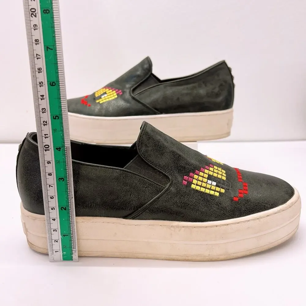 Skechers Street GRIMACE Rise Fit Black Platform Slip-On Sneaker Women's Size 8.5